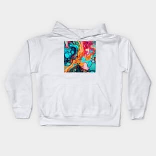 Aquatic Color Fusion Abstract Kids Hoodie